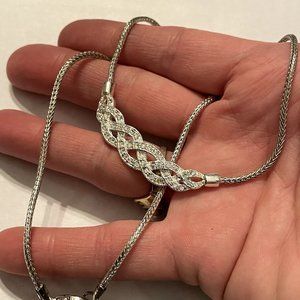 Roman Jewelers Crystal Pave Silver Necklace